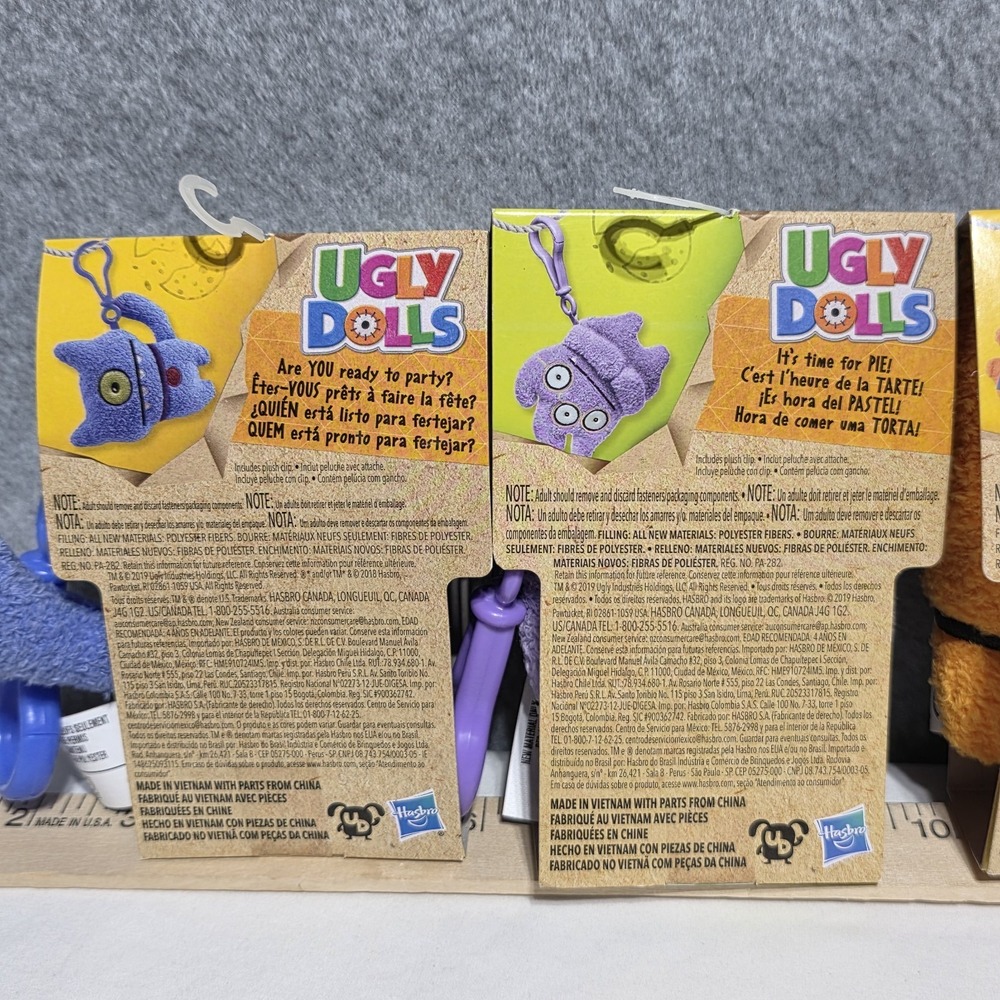 Hasbro UglyDolls Mini Plush Clip-On Keychains Lot of 5 2019 Age 4+ - Picture 5 of 8